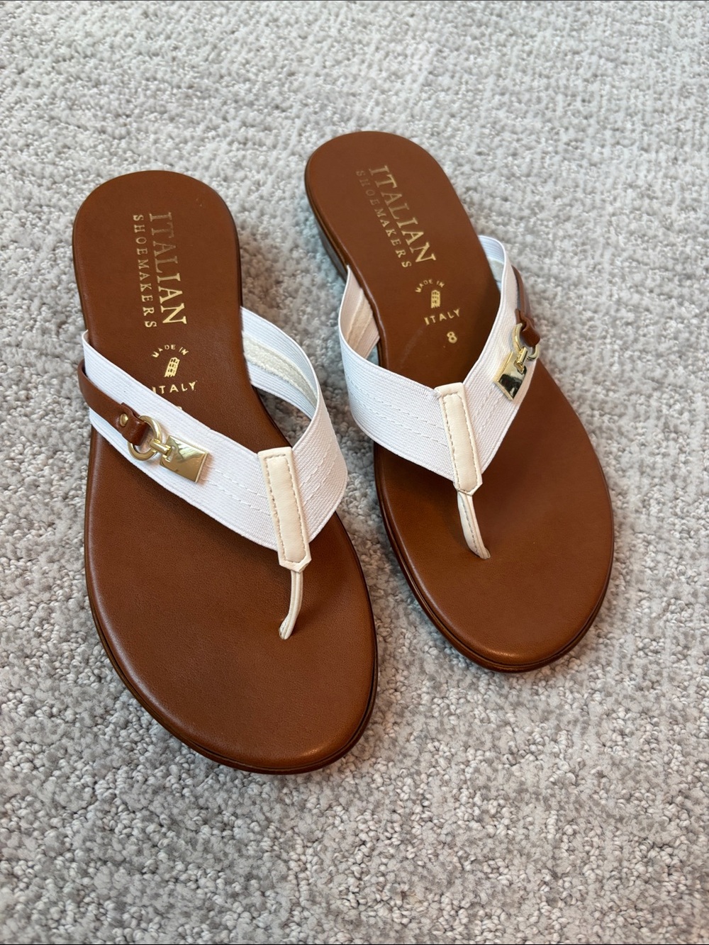 Italian Shoemakers White Vale Thong Sandals- 8